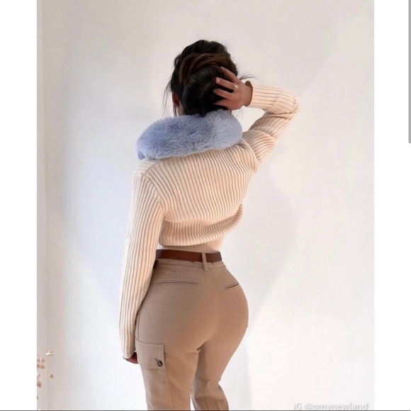 FAUX FUR COLLAR KNIT CARDIGAN - Picture 6 of 13